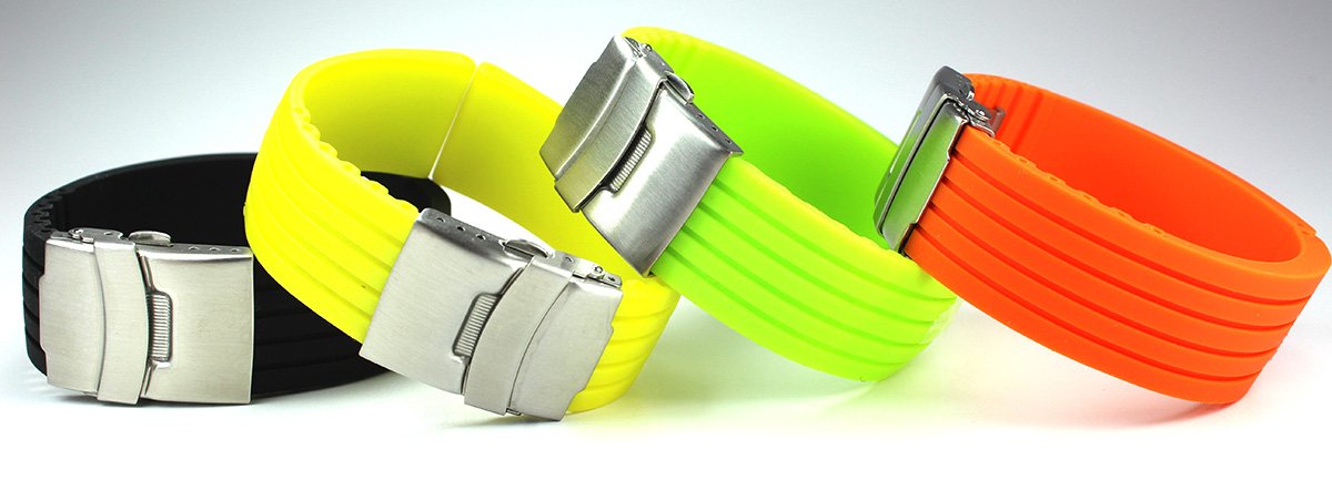 Yellow Rubber Silicone Bracelet Diver 22 mm Folding Clasp - Image 3
