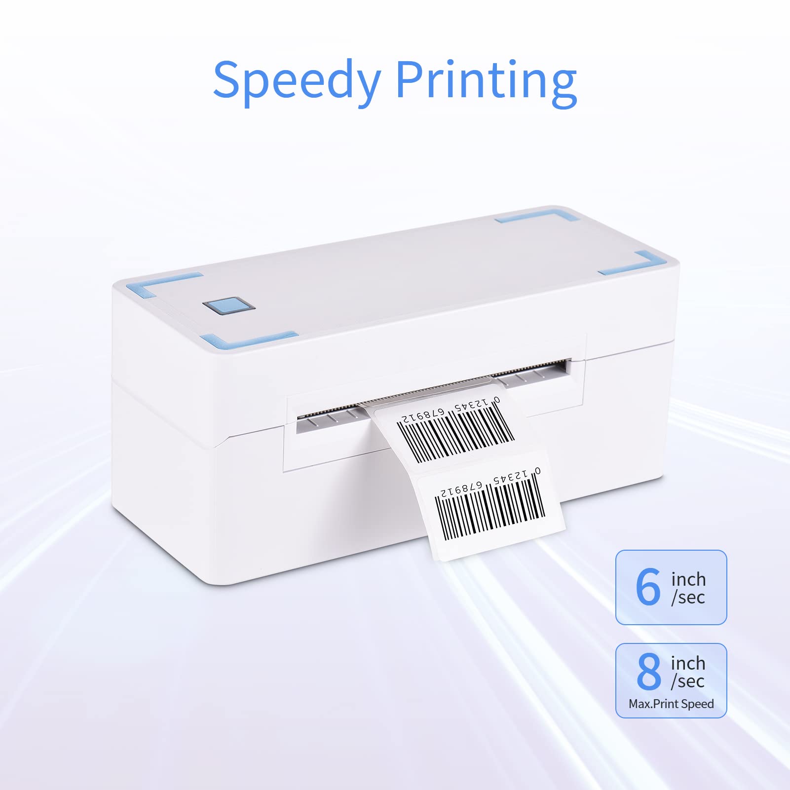 HUIOP Etykieciarka, termiczna drukarka etykiet wysyłkowych 4 cale pulpit Ekspresowy kod kreskowy Label Sticker Maker 4X6 Przenośne połączenie USB Max. Szerokość papieru 80 Mm 180 Mm/S Gniazdo w