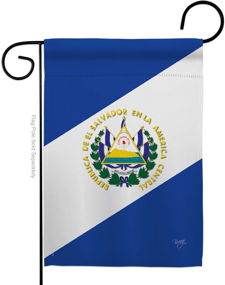 Breeze Decor G158151 El Salvador Flags of the World Nationality Impressions Decorative Vertical Garden Flag 13" x 18.5" Printed In USA Multi-Color