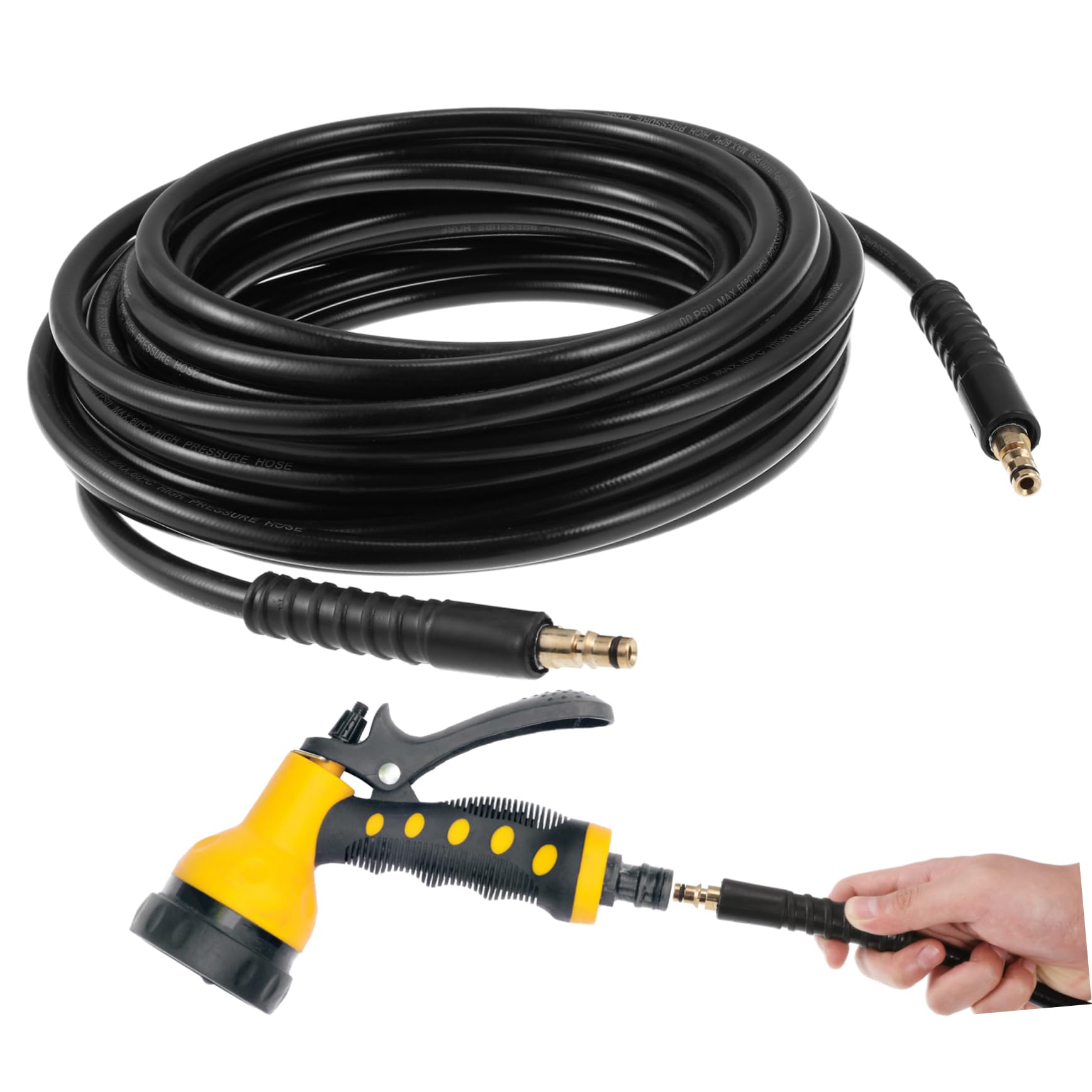 Mikinona High-Pressure Washer Extension Hose 15m Expandable Car Cleaning Hose for K1-k7 Series Replacement Flexible