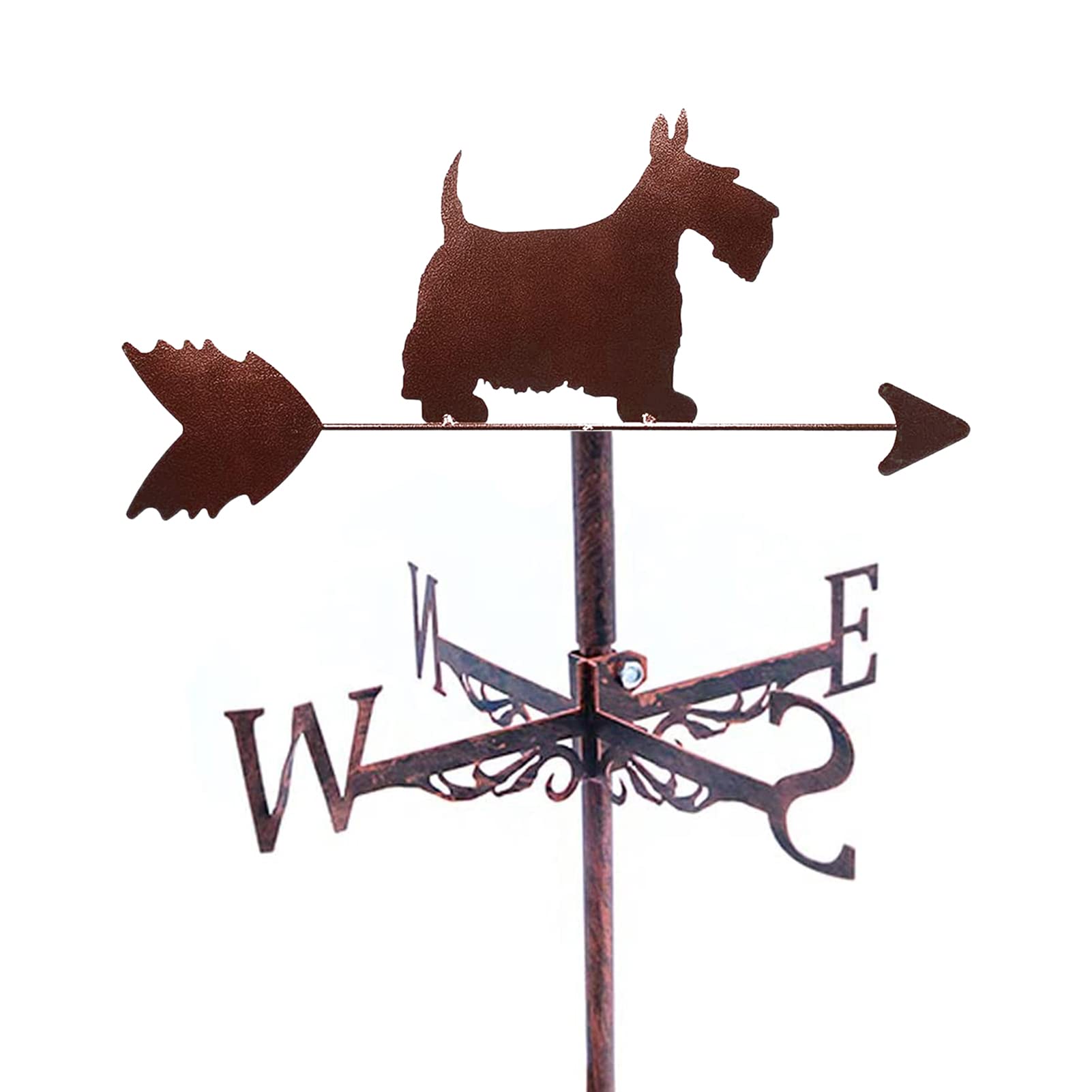 WIQUYBML Schnauzer wind vane Retro Farm Scene Garden Pile Weather Vane Wind Direction Indicator for Yard Gazebo Decorations