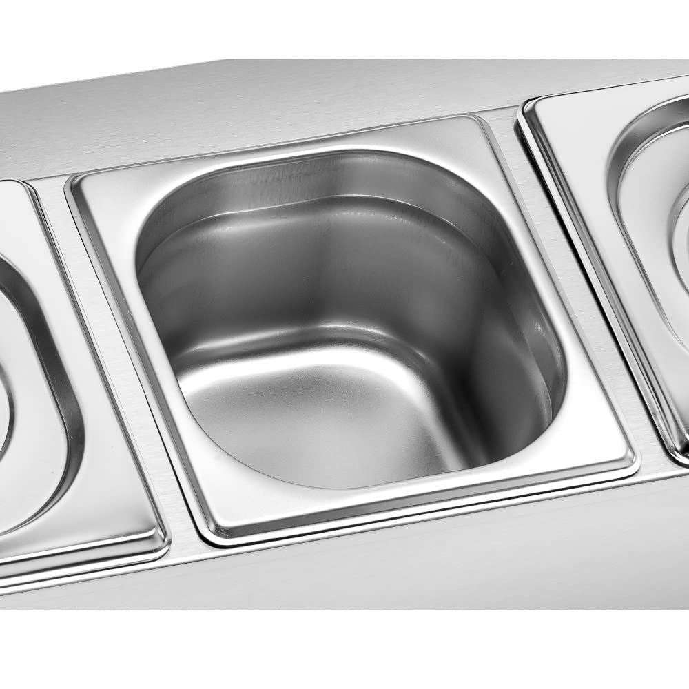 Recipiente para alimentos de acero inoxidable | Estándar 3xGN 1/6 | 3 Contenedores incluidos | para gastronomía y catering | Alta calidad | Pies antideslizantes | Dimensiones 52x27x21,5 cm