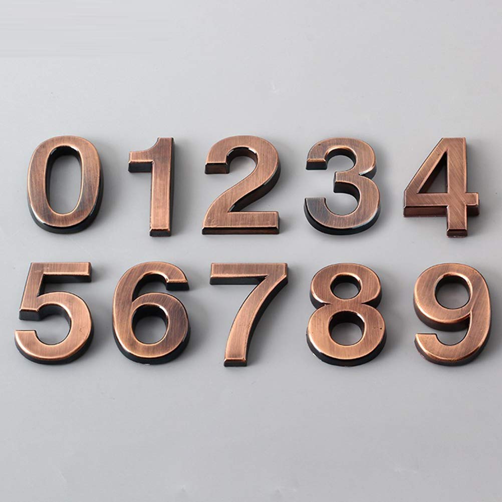LIOOBO 10pcs 0-9 Numero di Targa per la Porta dell'hotel Numero civico Indirizzo Targa 5CM (Bronzo)