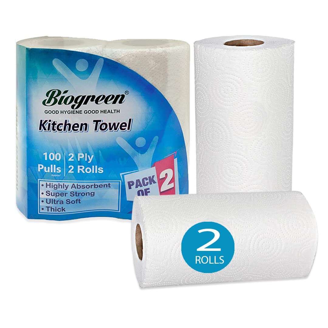 Biogreen Kitchen Tissue/Towel 2 Ply 100 Sheets Each | Kitchen Tissue/Towel Paper Roll For Cleaning, Dusting, Surface, Counter, Cookware And Appliances (B07GXRBSWR) Amazon Price History, Amazon Price Tracker