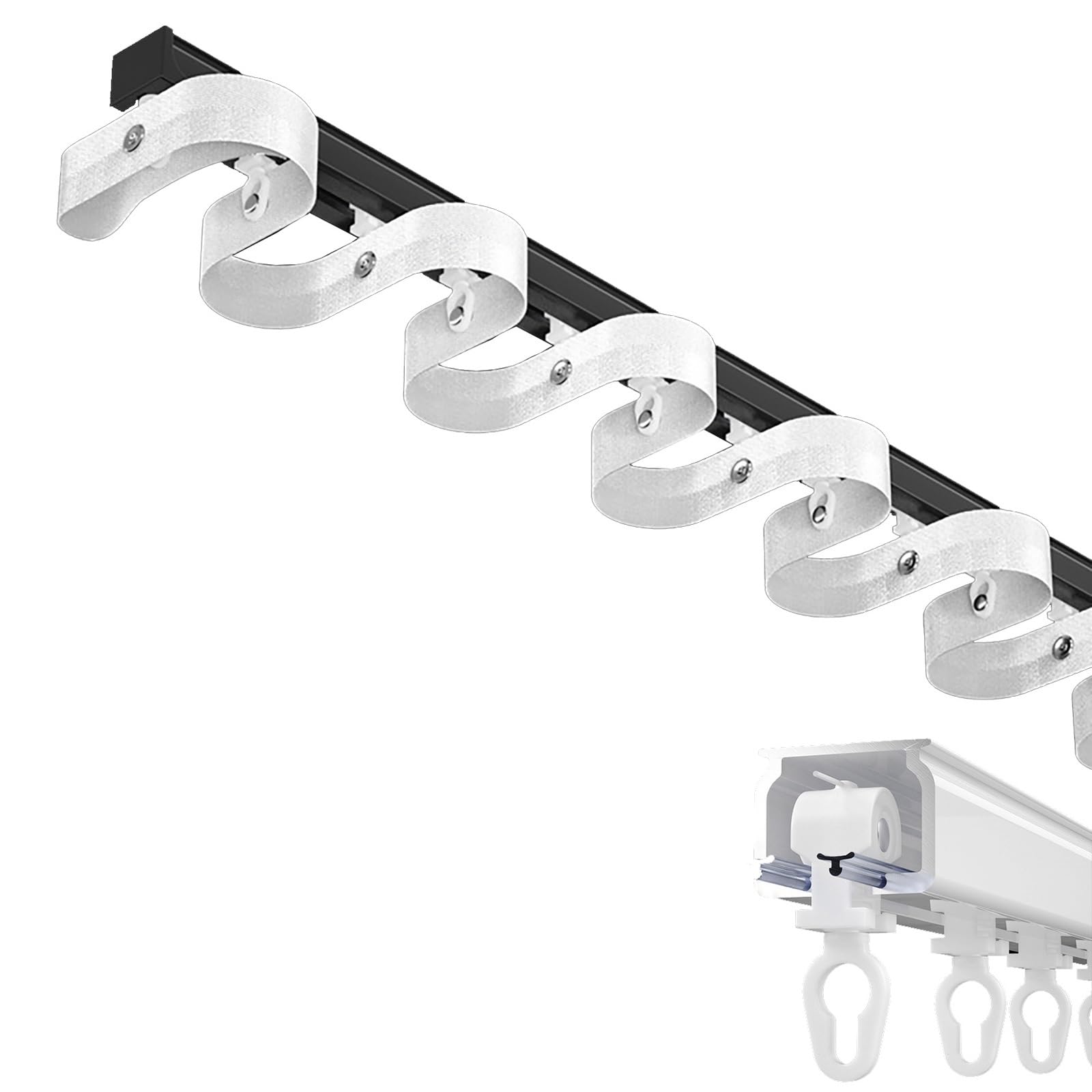 Aluminium Curtain Rail, Top/Side Mountable Ceiling Rail, Single Track  Curtain Rail, S-Wave Ribbed Curtain Rails, 1 m - 6 m Ripple Folding Traverse  Curtain Rail System, Wall Thickness 2.6 mm (France, :, image size:1600x1600