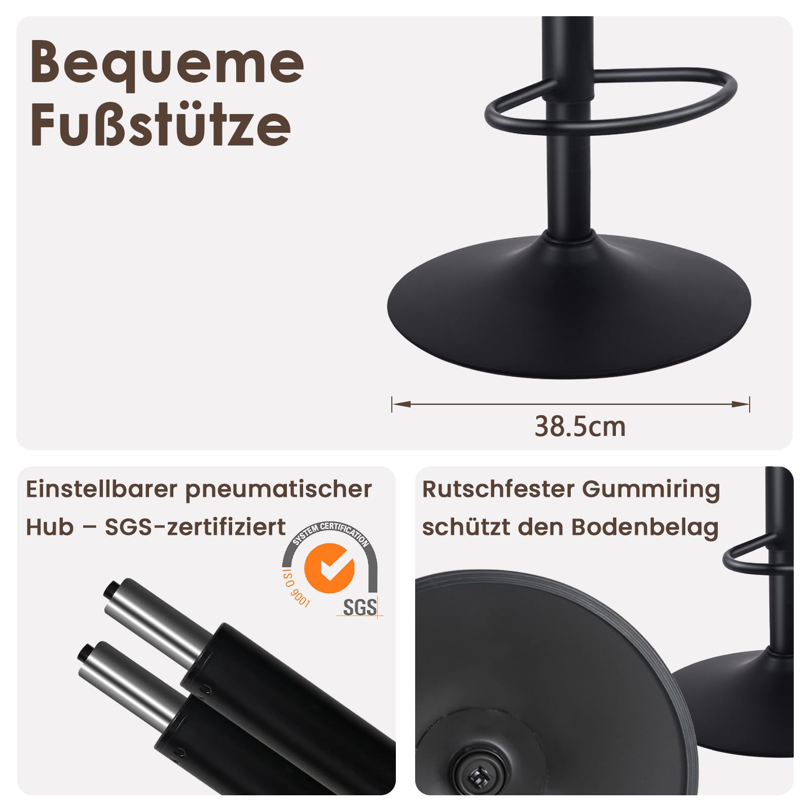 Kidol & Shellder Tabourets de Bar Chaises de Salle à Manger Lot de 2 Noir, Hauteur Réglable à 360°, Chaises de Bar en Plastique et Métal Creux, pour Maison Cuisine Comptoir Bistro…