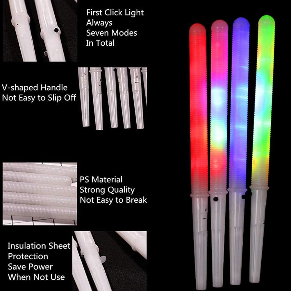 7 Color Lights LED Candy Cones with V Shaped Handle, Glowing Candy Sticks Suitable for Party Birthdays and Events