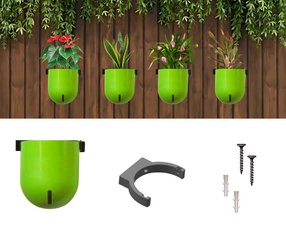Image of Indian Discovery Self Watering Wall Hanging Planter|Hanging /Hooked Flower Pots for Home, Balcony, Garden Decor Flower Pots(2 Pcs, Parrot Green, Sphere)|6 Inch UV-Resistant Plastic Plant Pots