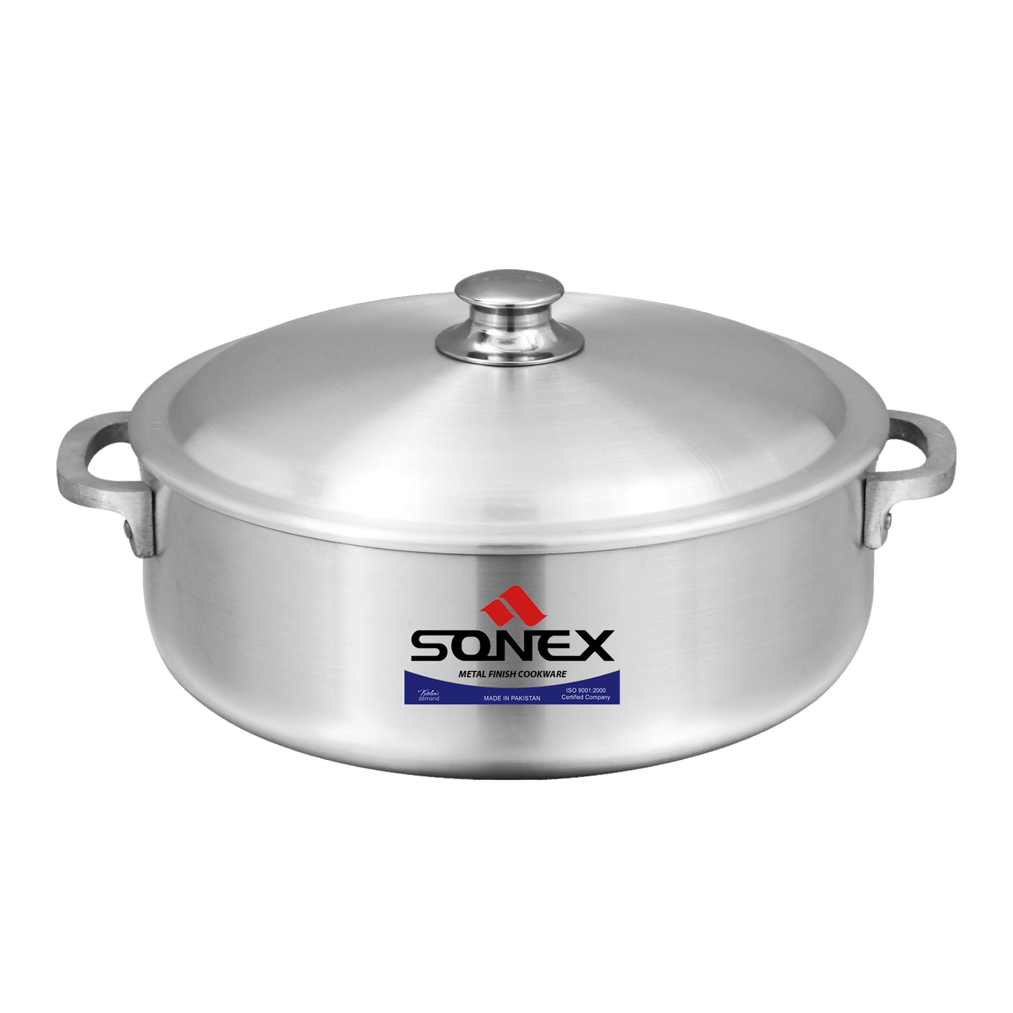 SONEX COOKWARES Imperial Caldero, Premium Aluminium Shallow Pot/Dutch Oven, Durable Riveted Handle, Superior Heat Distribution, Dishwasher Safe, for Rice, Stews, & Casseroles (20cm, 2.5L)