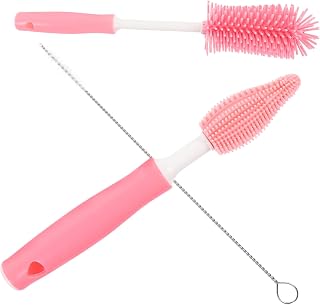 Garneck 2juegos Cepillo De Limpieza De Biberones y Accesorios De De Alimenticio Cepillo para Botellas para Mamaderas Tazas y Jarras Juego De Color Rojo Cereza