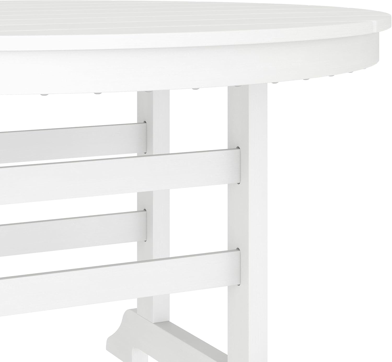 Flash Furniture Colonel Outdoor Dining Table for 4, Commercial Grade All-Weather Recycled HDPE Adirondack Style Table, UV Fade Resistant, 48" Round, White