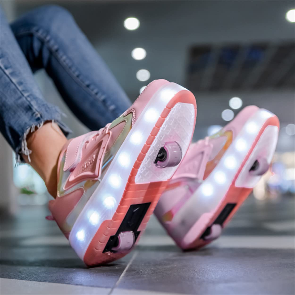 Junge Mädchen Schuhe Kinderschuhe mit Rollen LED Leuchtend Schuhe Outdoor Sportschuhe Blinkschuhe Skateboardschuhe Sneaker Geburtstage, Feiertage