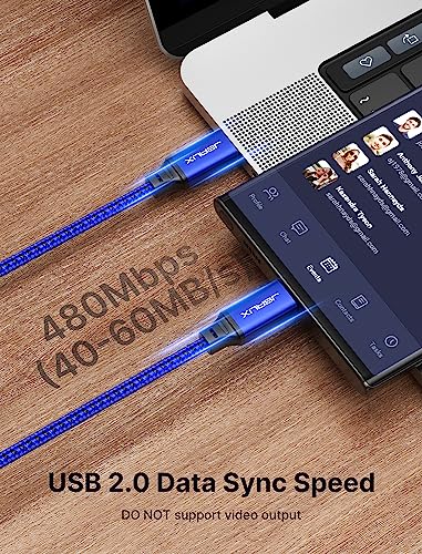 Image of JSAUX 100W USB C to USB C Cable [2-Pack 3.3FT], PD Fast Charging, Blue | 100 Watt Fast Charger, Braided Type-C Cords for iPhone Air /17e /17 /16 /15 Series, Galaxy S /Note Series, MacBook and iPad