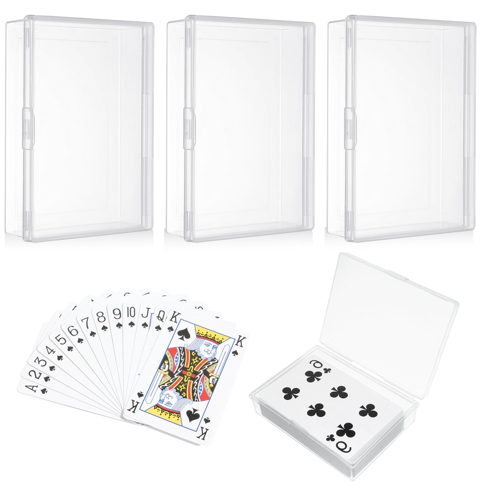 Plastic Playing Card Deck Cases, 3 Pcs Plastic Empty Playing Card Box Holder Storage Case Organizer Snap Closed, Suitable for 3.9 X 2.9 Inch Game Gard (NO Cards)
