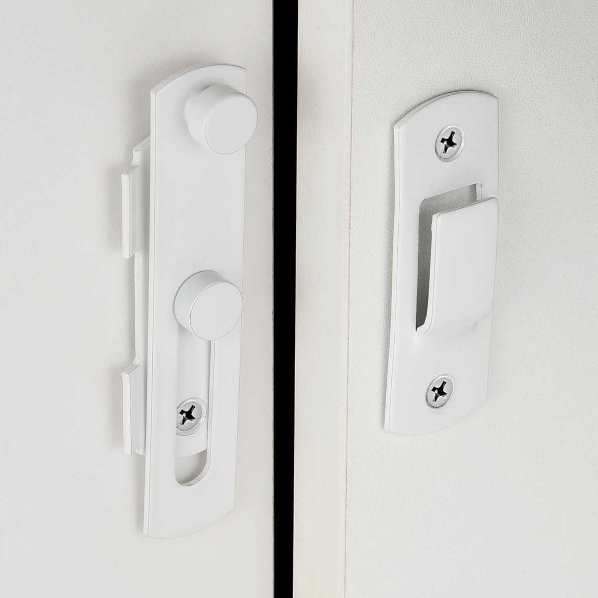 INIRET 10 Packs Barn Door Latches， White Stainless Steel barn gate flip Door Latch Bi-fold Door Lock,Sliding Door Antique Lock Gate Latches Wine Cabinet Closet Door Latches(White)