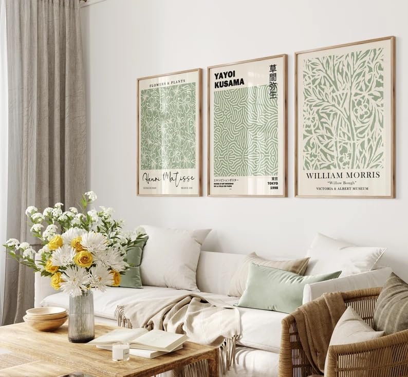 HesenDot Unframed Matisse Sage Green Wall Art Poster,Plants Botanical Canvas Wall Decor,30x40CM Poster Prints,Minimalist Classic Home Decor for Living Room Bedroom Bathroom Office,Set of 3 - Image 3
