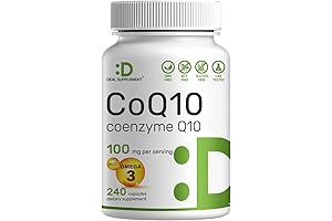 CoQ10 Supplement: Heart Health, Energy, 240 Caps with Omega 3