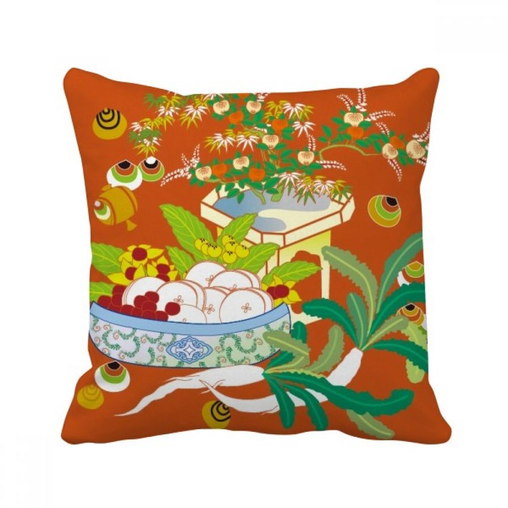 Idée cadeau déco : coussin japonais fleur rouge carré 40x40