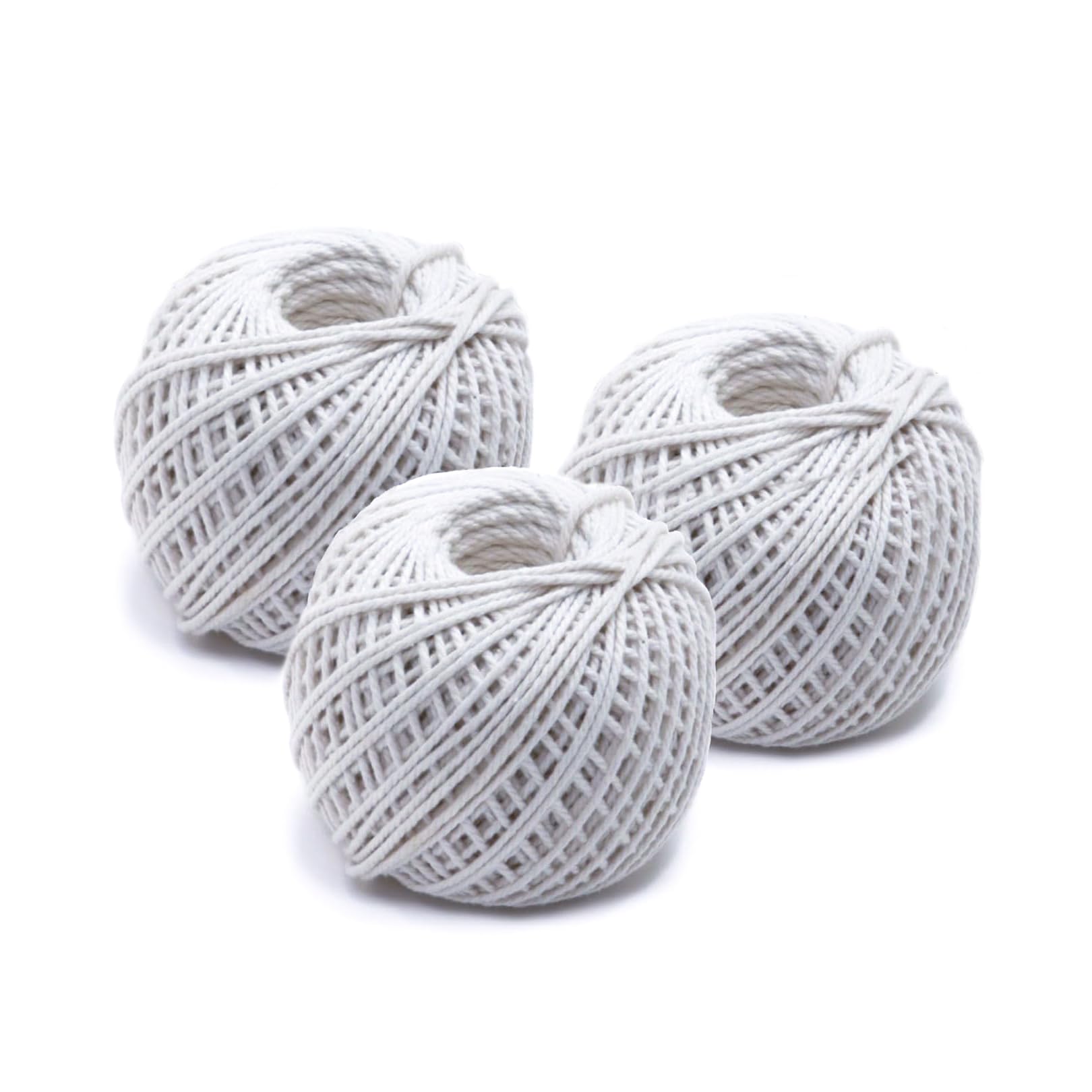 Cymygs White 3 X Cotton String Balls, Twines Ball, Kitchen Twine For Meat Durable, Twine For Gardening, Art & Craft, Kitchen Cooking, Gift Wrapping & Butchers String (60M X 3) 180M Medium