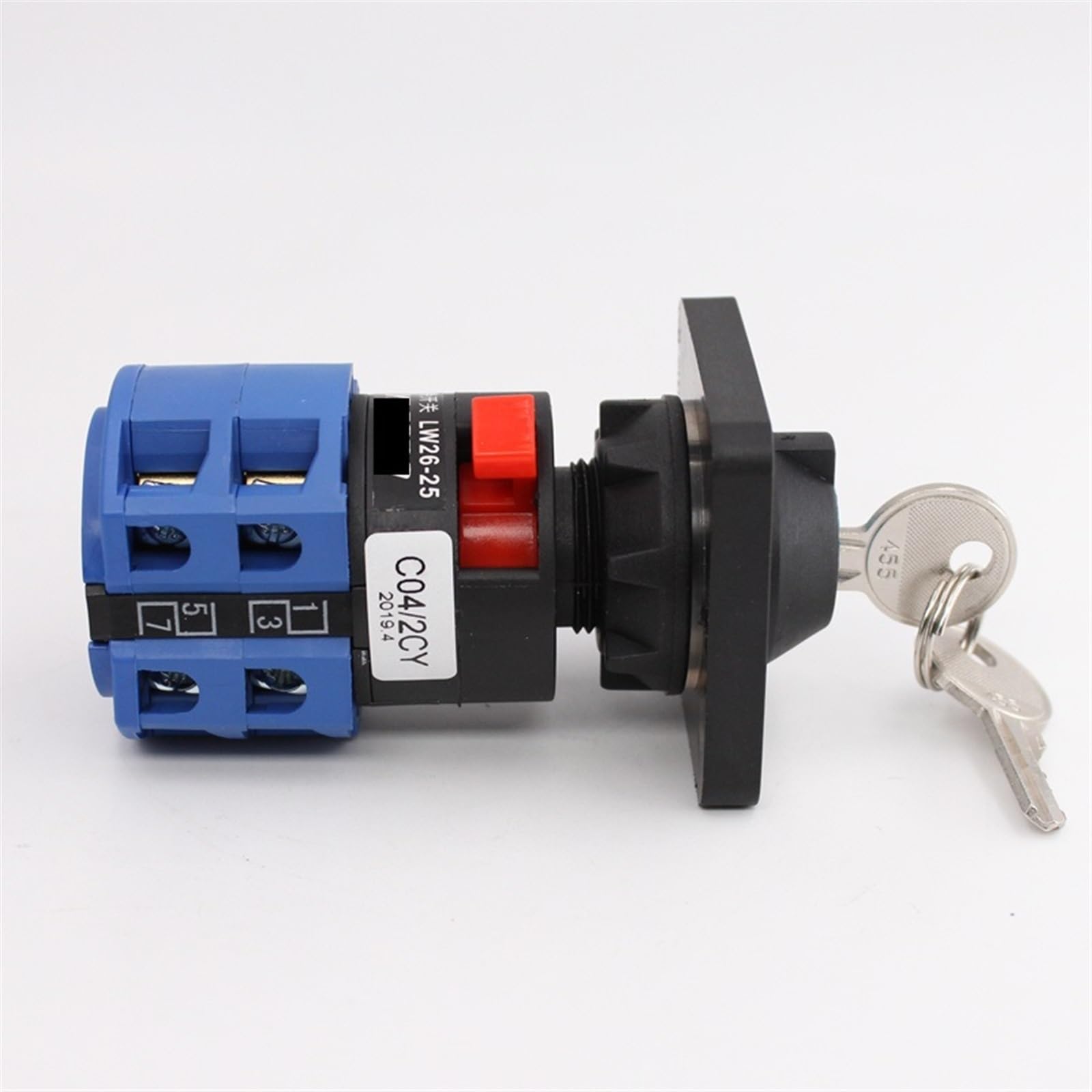 LW26-25YS3/2S Universal Change-Over Switch 22mm Mounting Motor Equipment Power Cut-Off Key with Lock 25A 1Pcs(0-1 Position)