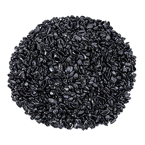 Top Plaza Natural Black Tourmaline Tumbled Chips Crushed Stones Reiki Healing Quartz Crystals Irregular Shaped Gemstones 0.45lb