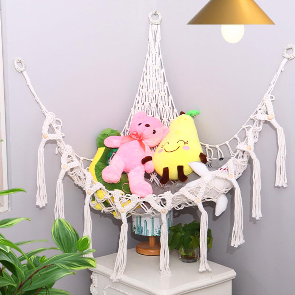Rete Porta Peluche Cameretta 125x150 cm - Amaca per Giocattoli, Portaoggetti per Animali di Peluche