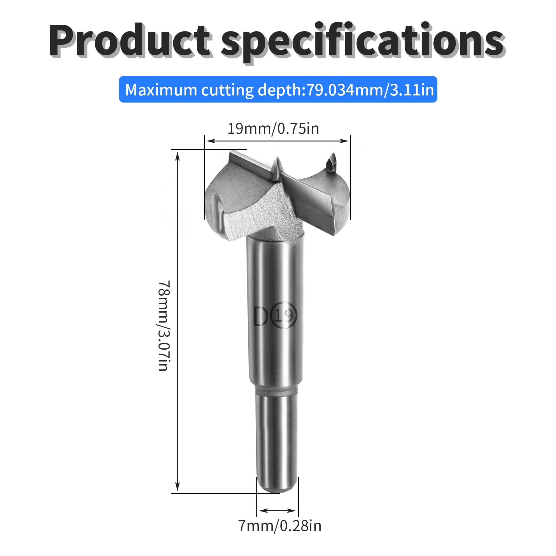 FOCMKEAS 19mm丨3/4 Inch Forstner Drill Bit with Round Shank Double-Flute Tungsten Carbide Wood Hole Saw for Plastic Hard Wood - Image 2
