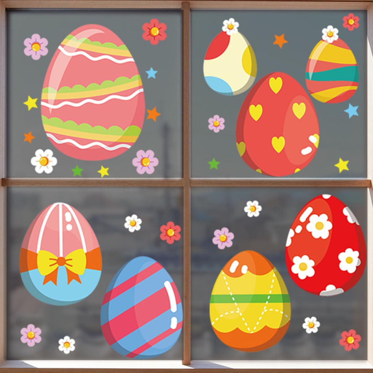 Cabilock 5 Juegos Etiqueta Del Festival Tinte De Ventana Para El Hogar Mini Decoración Pascua Decoración De Pascua Pegatina De Dibujos Animados Pegatinas En Las Ventanas 6 Hojas * 5