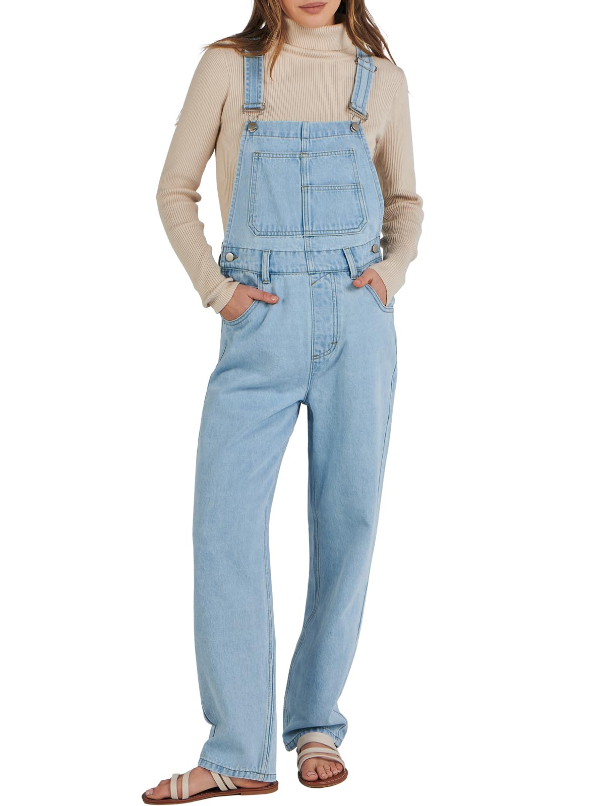 ANRABESS Overalls for Women Loose Fit Denim Overalls Adjustable Strap Jean Jumpsuit Bib Romper 2025 Summer Casualwork Outfits