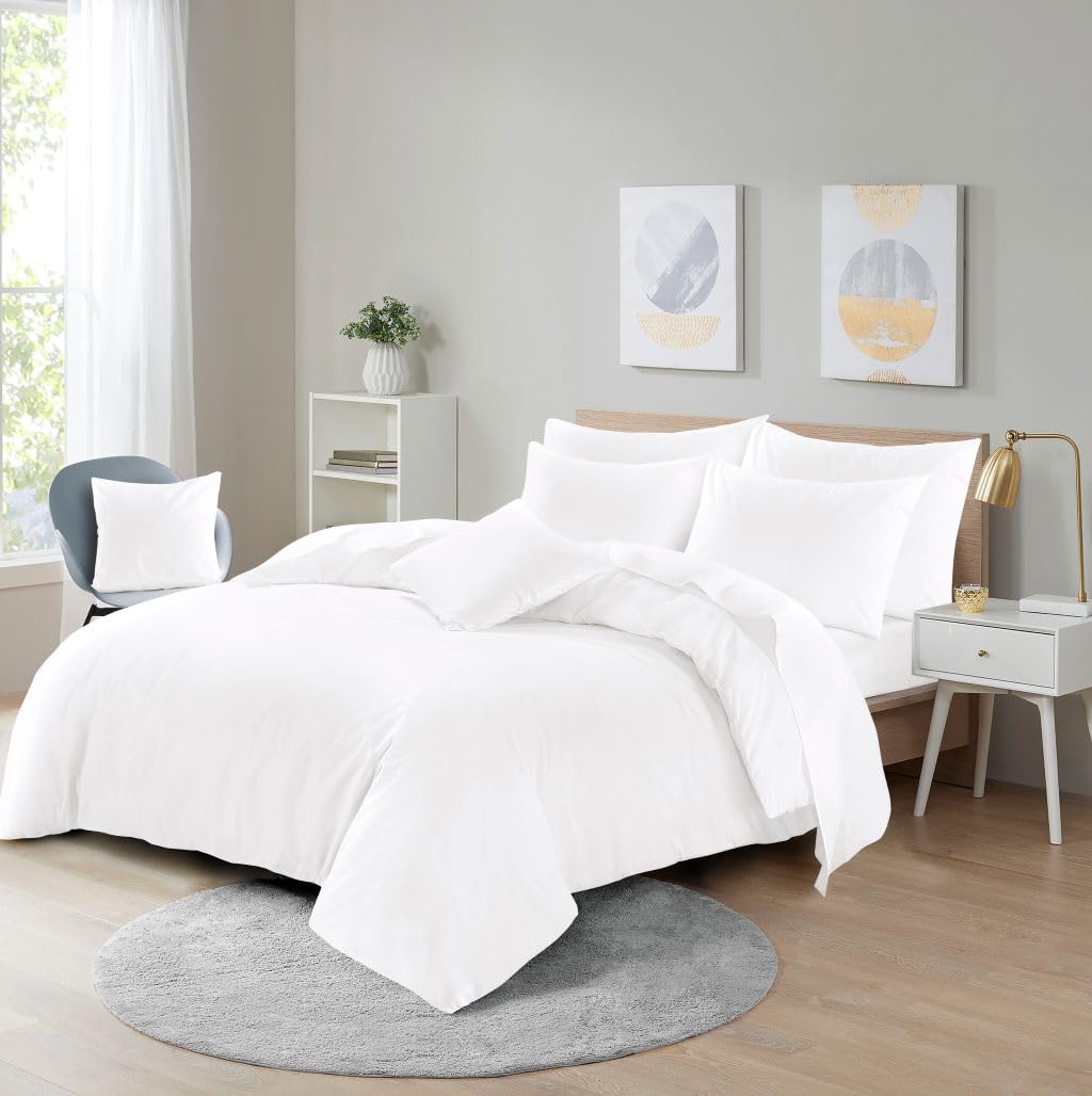 Velvet Stitch Premium Microfiber Duvet Cover Set – Soft, Breathable & Durable Bedding (White, Double)