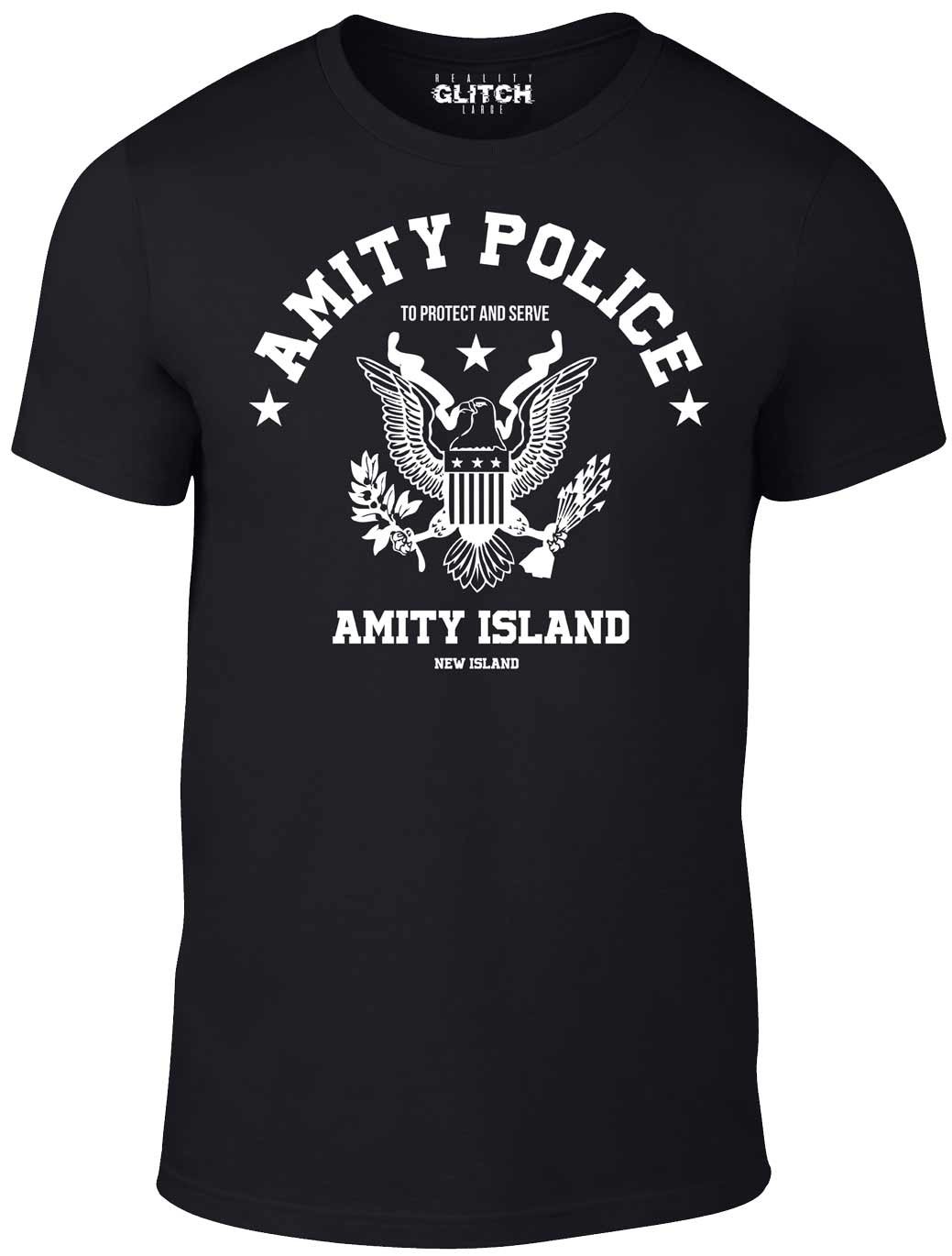 Reality Glitch Men's Black Amity Police T-Shirt