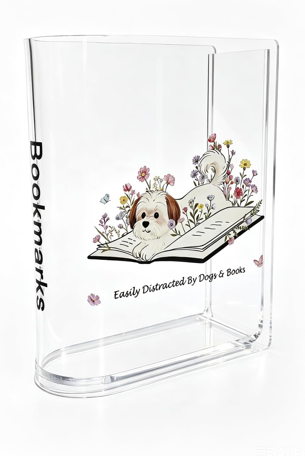 Bookmark Holder for Bookshelf Bookcase Decor, BookMarks Pen Pencil Holder, Home Office Desk Organizer, Reading Accessory Friends Book Lover Gifts (dog)