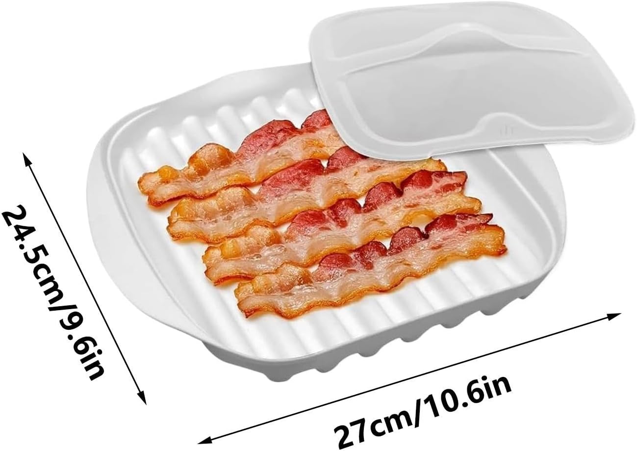 Crispy Bacon Tray, Microwave Oven Cooker, 11x8 Inches Rack with Food Grade Build, Non-Sticky Meat Griddle, Pan with Raised, Cooking Tool for Pizza & Tacos