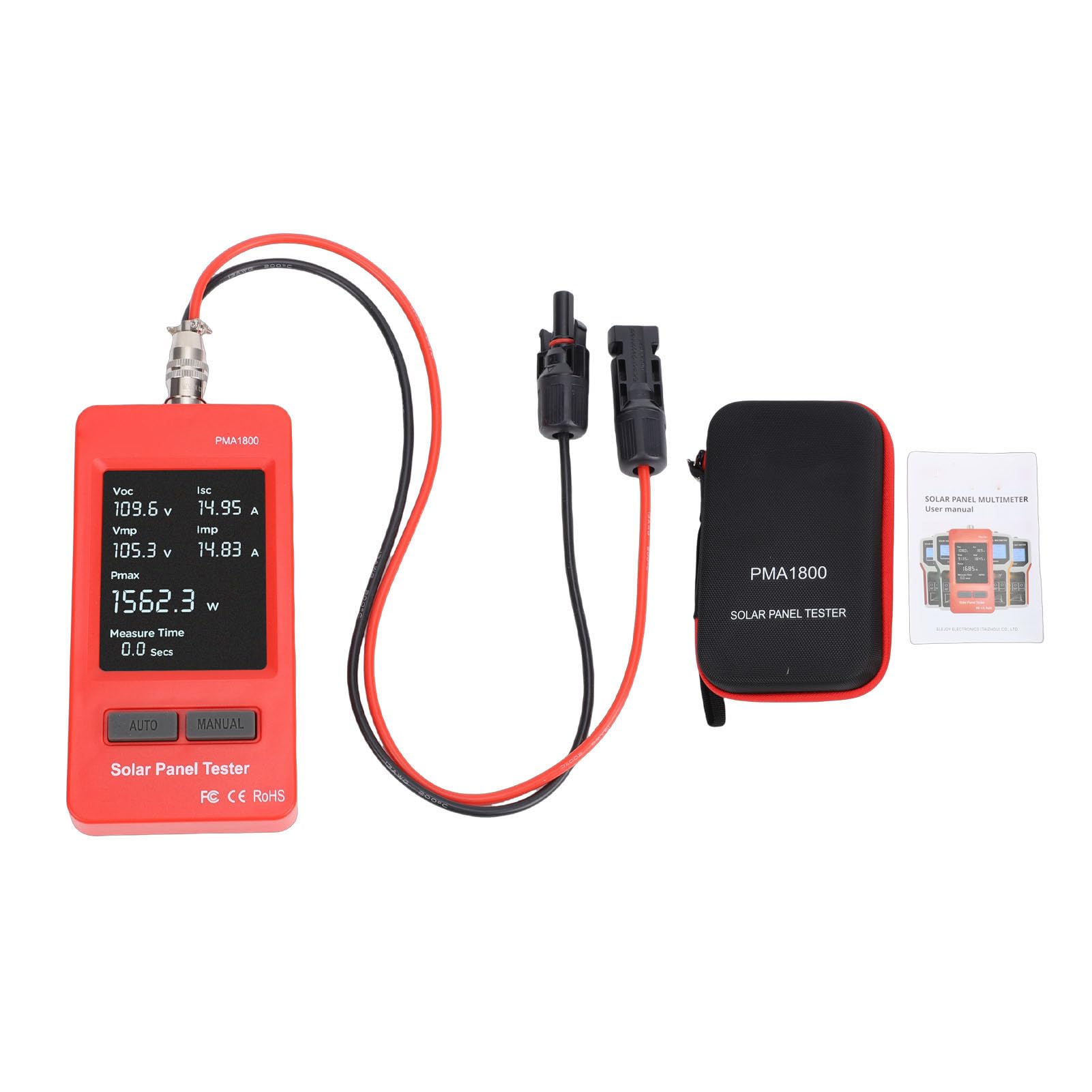 Pissente 1800-W-Solarpanel-Tester Photovoltaik-Multimeter MPPT-Messgerät mit Großem LCD-Bildschirm und EVA-Tasche