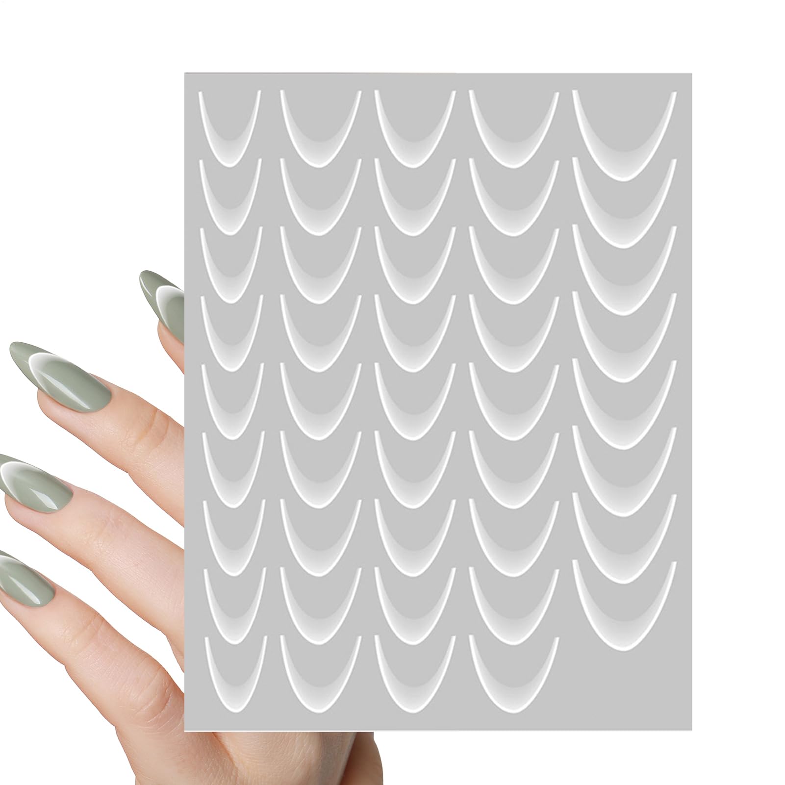 Naklejki Paznokcie French Tip | Dekoracje Ko?cówki Paznokci W Kszta?cie Pó?ksi? ?yca - Samoprzylepne Naklejki 3D Koniuszki Palcow Dla Kobiet Akcesoria Do Dekoracji Paznokci