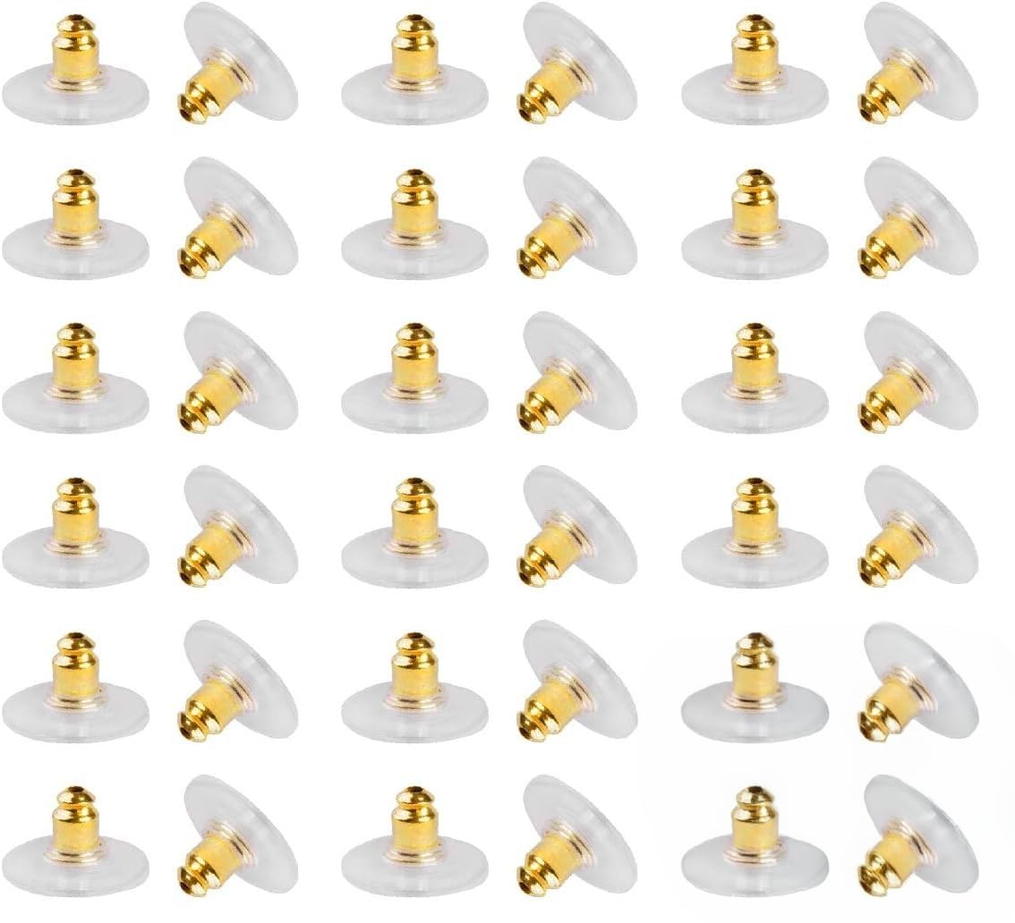 I Jewels 50 Pcs Golden Bullet Clutch Earring Backs - Secure and Comfortable Earring Backings with Silicone Pad and Rubber Stoppers for Stud Earrings - Golden (B0CBMYWWFN) Amazon Price History, Amazon Price Tracker