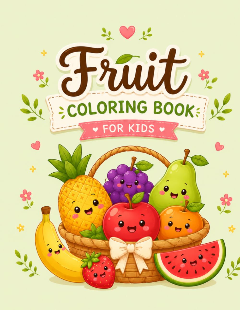 Fruit Coloring Book for Kids: Cute and Simple Kawaii Fruits Coloring Pages for Toddlers, Preschoolers and Children