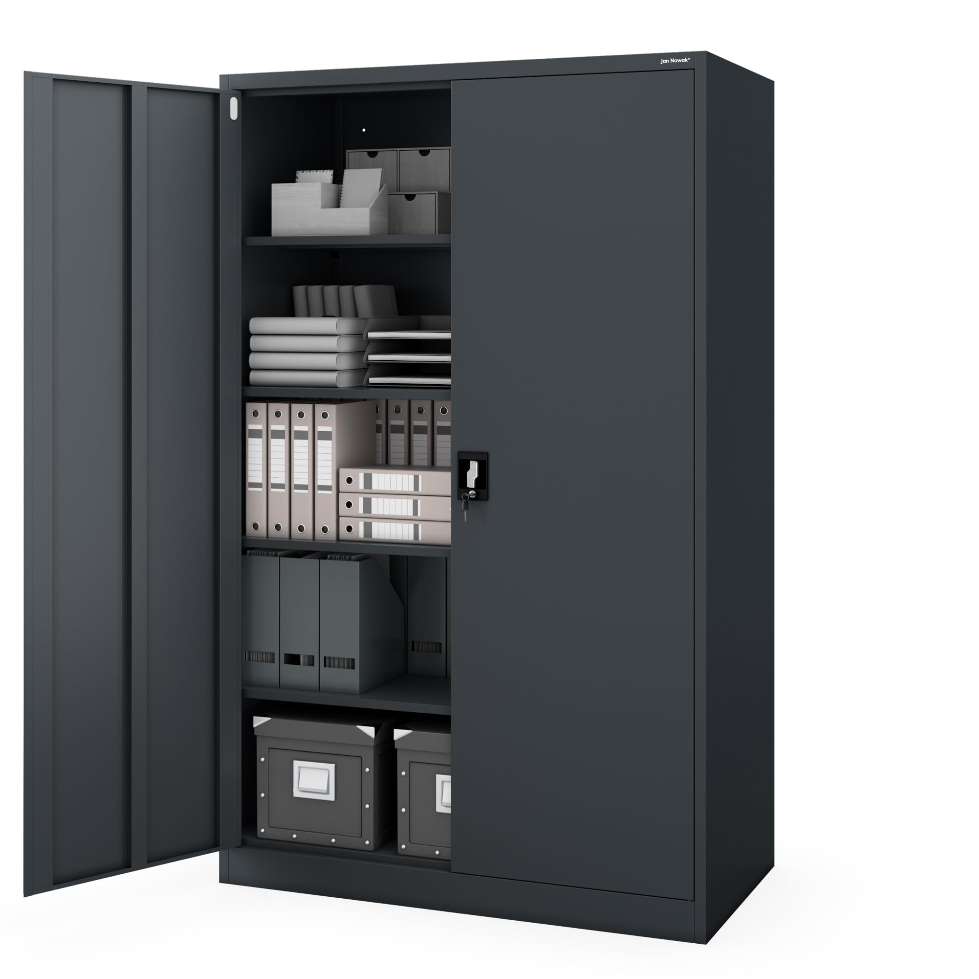 Jan Nowak Armoire métallique verrouillable Grande capacité pour Bureau et Archives Armoire Acier Professionnelle pour dossiers Documents et classement A4 185 x 115 x 60 cm Anthracite