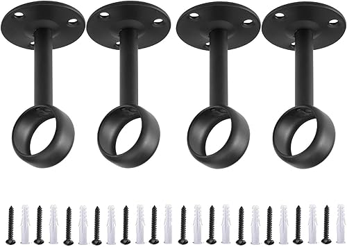 Miniatura 9 de Anndason Soporte para barra de cortina para montaje en techo, soportes para barra de cortina para barra de 1 14 pulgadas (8 unidades, negro)