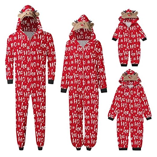 riou Pijamas Navideños Familiares Invierno con Estampado Animal Lindo Reno Manga Largos Camiseta y Pantalón Ropa de Dormir para Mujer Hombre Niñas Niños Respirable Invierno Casual Homewear