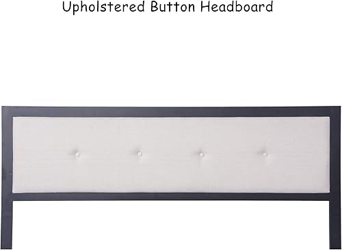 Miniatura 6 de LUCKYERMORE Base de cama de plataforma Queen de 12 pulgadas con cabecera beige, marco de cama de metal resistente con almacenamiento debajo de la