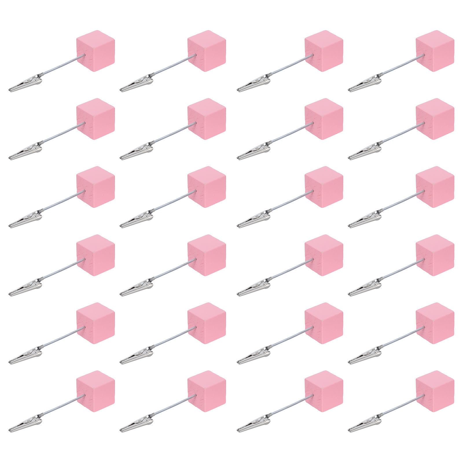 24 Piezas Portanotas Clip para Mesa, Madera y Hierro Rosa