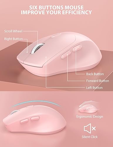 Miniatura 6 de Combo de teclado y mouse inalámbricos, teclado ergonómico de tamaño completo con reposamuñecas, soporte para teléfono, modo de suspensión,