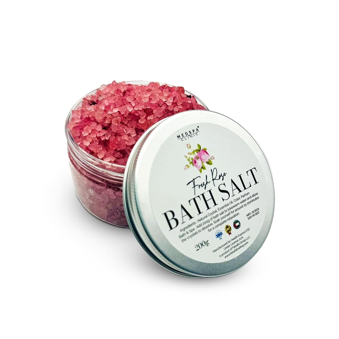 Rose Bath Salt for Body & Foot Spa, Calming, Relaxing, Aromatherapy, Travel Size 200g