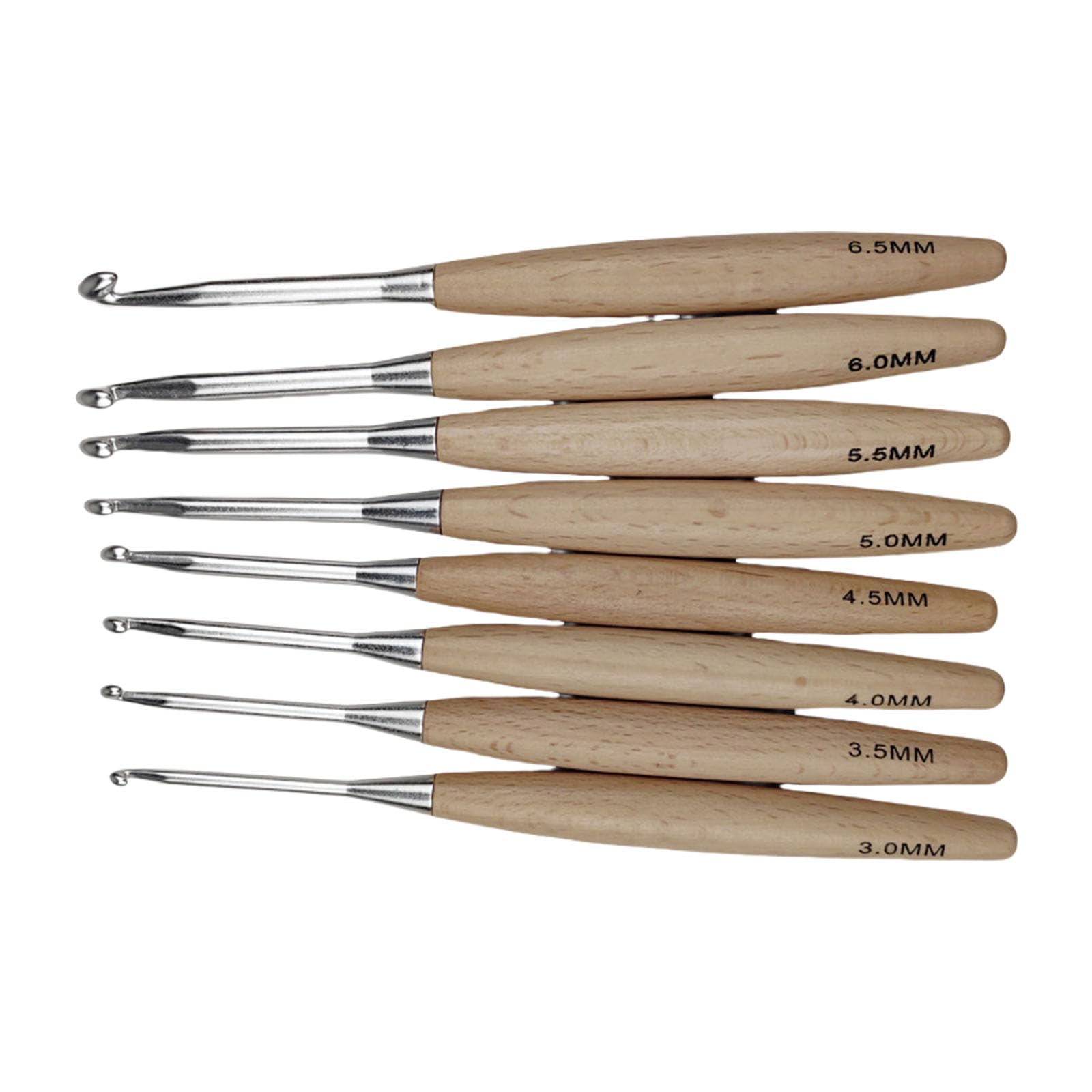 Xjdzineq 8Pcs Ergonomic Wood Handle Crochet Hooks 3.0mm-6.5mm Knitting Needle for Beginners Crafting Sweaters Scarves Hats Wood Knitting Needle
