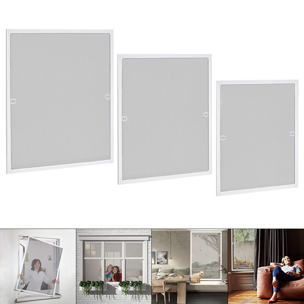 Zanzariera Per Finestre Senza Foratura - Maglia Antinsetti In Fibra Di Vetro, Telaio In Alluminio, Bianco 100x120 Cm - Foto 5