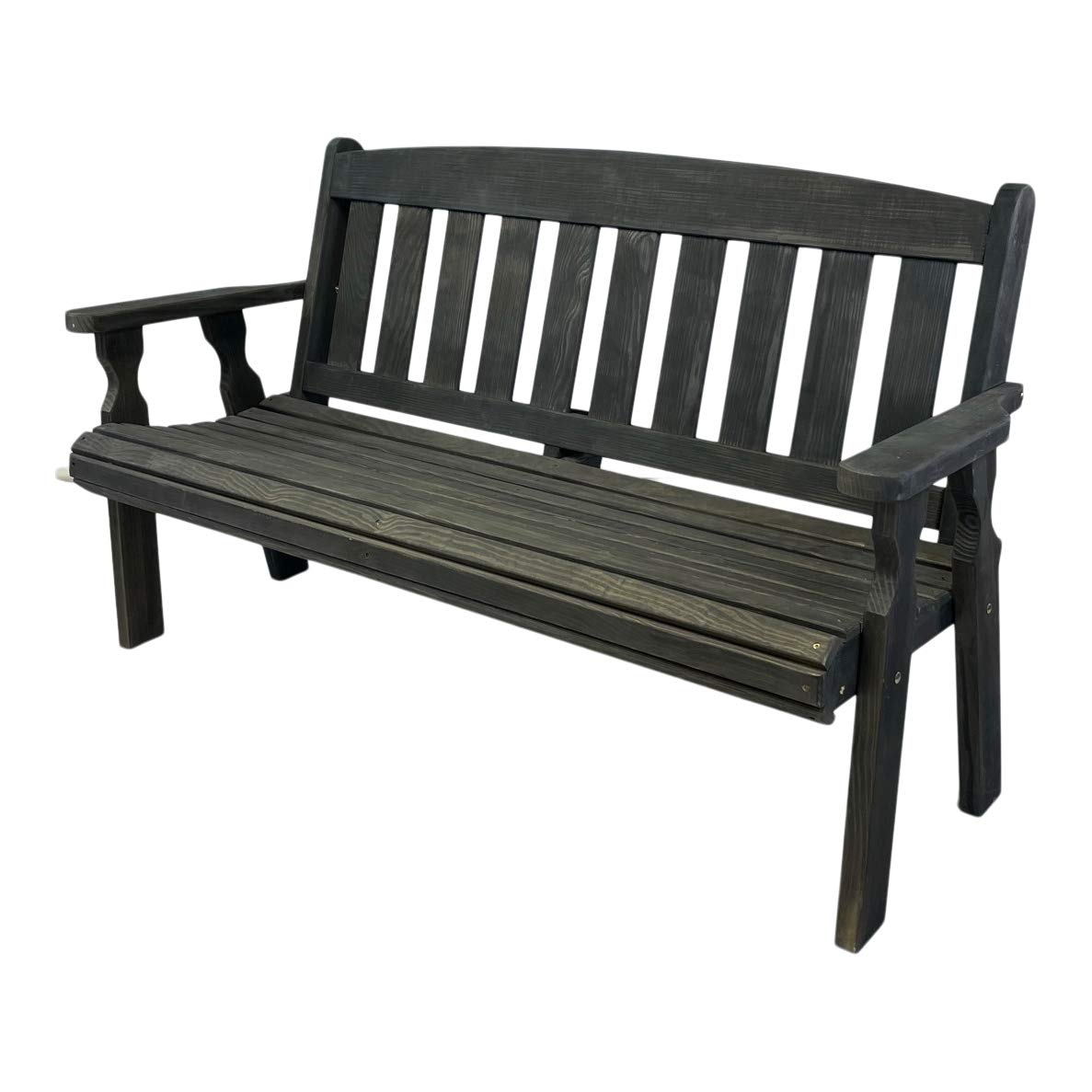 Amish Casual Outdoor Heavy Duty 800 LB Mission Pressure Treated Garden Bench(5 Foot, Semi-Solid Black Stain)