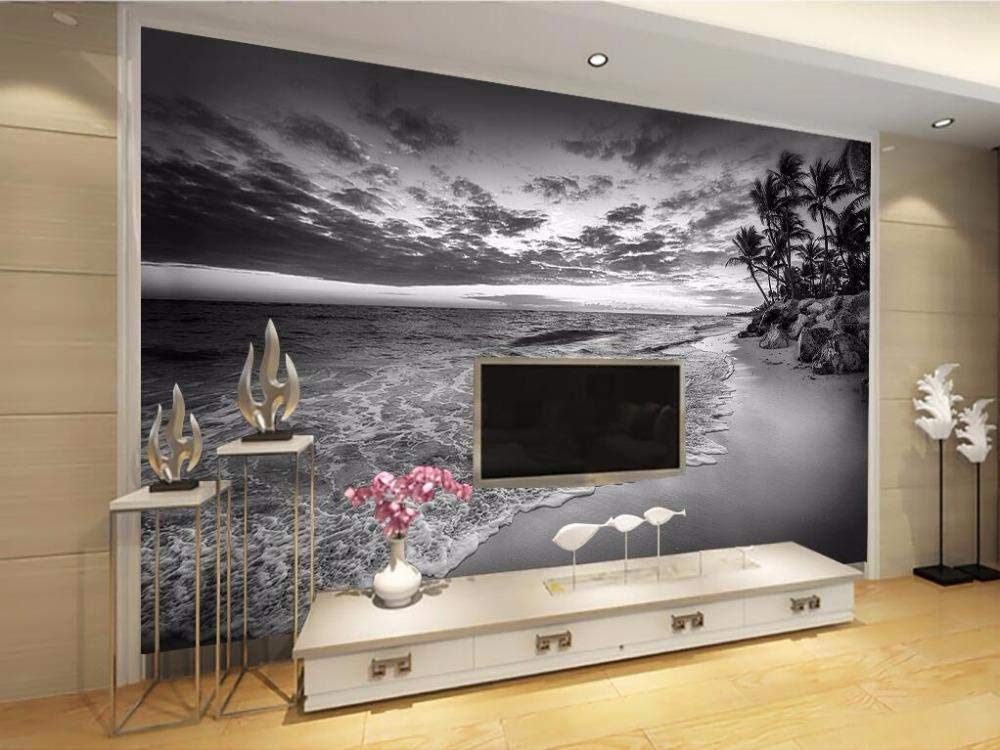 Papier peint personnalisé pour agrandir une pièce sombre avec un paysage de plage XXL