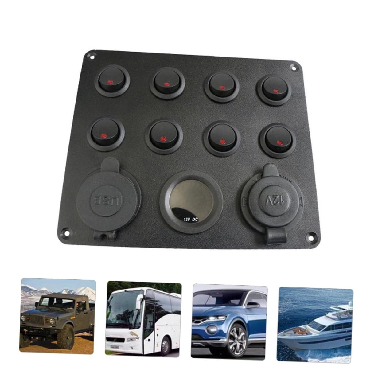 MUCKLILY Dual USB Socket Car Adapter Splitter 8 Gang Automotive Panel Digital Voltmeter Marine Boat Switch Panel