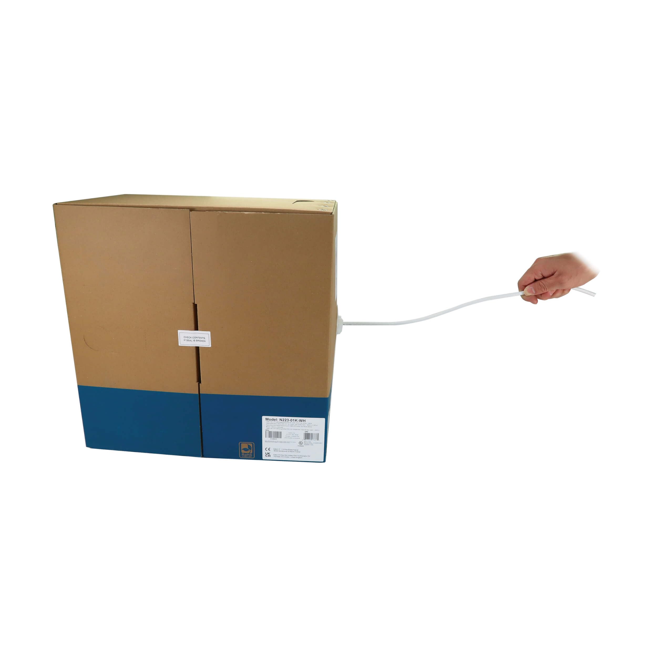 Tripp Lite Cavo Ethernet Cat6a Bobina da 1000 piedi, bianco, Cavo di rete in rame da 10 Gbps, Filo nudo a quattro coppie da 23 AWG, Cavo LAN UTP 10G CMR, 305 metri, (N223-01K-WH)
